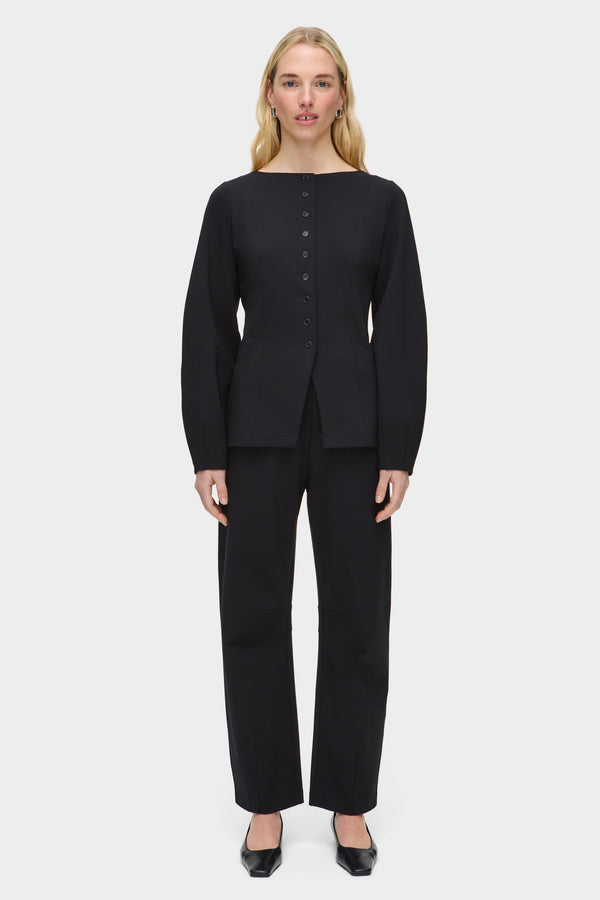 aligne ALIGNE Ponte Barrel Leg Trouser - Black | Markus TROUSERS