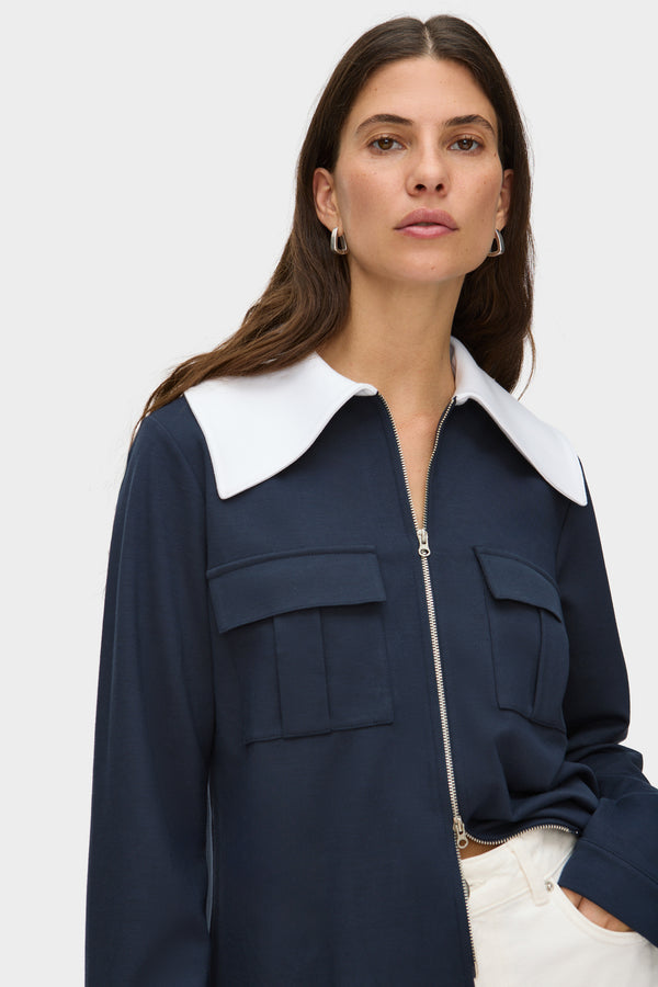 Aligne ALIGNE Ponte Collar Jacket - Blue | Tam OUTERWEAR