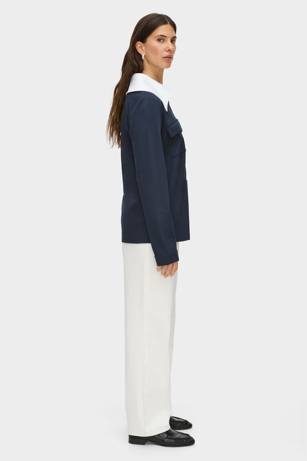 Aligne ALIGNE Ponte Collar Jacket - Blue | Tam OUTERWEAR