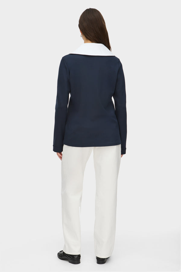 Aligne ALIGNE Ponte Collar Jacket - Blue | Tam OUTERWEAR