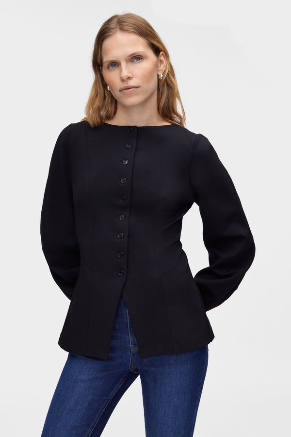 aligne ALIGNE Ponte Waisted Cardigan - Black| Bonnie BLAZER