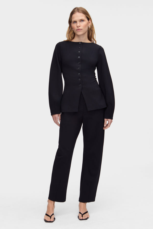 Aligne ALIGNE Ponte Waisted Cardigan - Black| Bonnie BLAZER