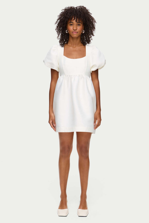 Aligne ALIGNE Puff Sleeve Satin Bridal Dress - White | Ivy DRESSES