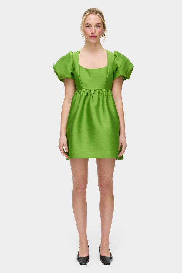 Aligne ALIGNE Puff Sleeve Satin Mini Dress - Green | Ivy DRESSES