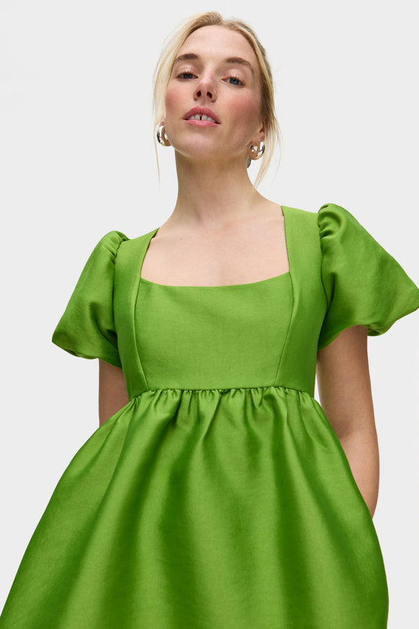 Aligne ALIGNE Puff Sleeve Satin Mini Dress - Green | Ivy DRESSES