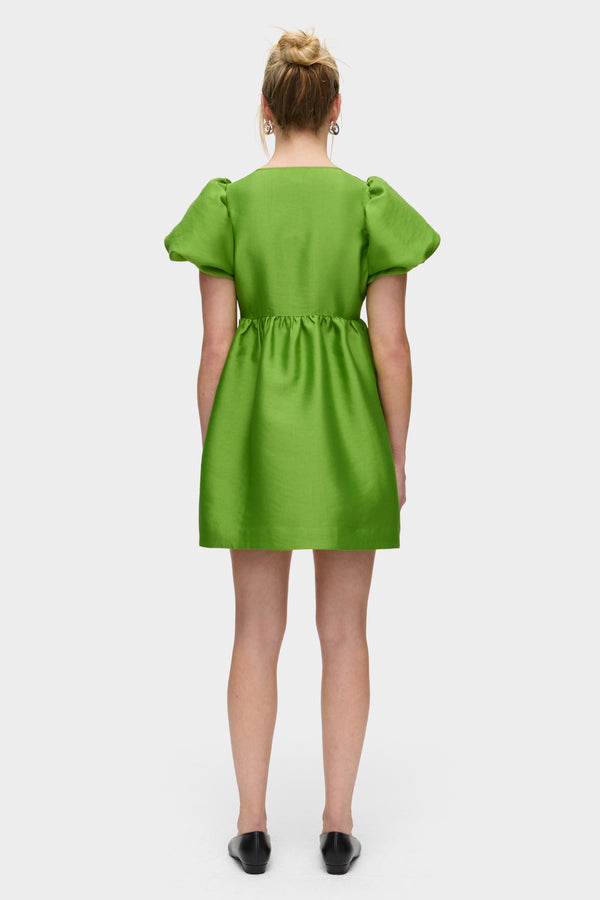 Aligne ALIGNE Puff Sleeve Satin Mini Dress - Green | Ivy DRESSES
