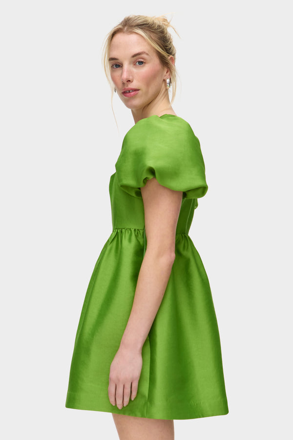 aligne ALIGNE Puff Sleeve Satin Mini Dress - Green | Ivy DRESSES