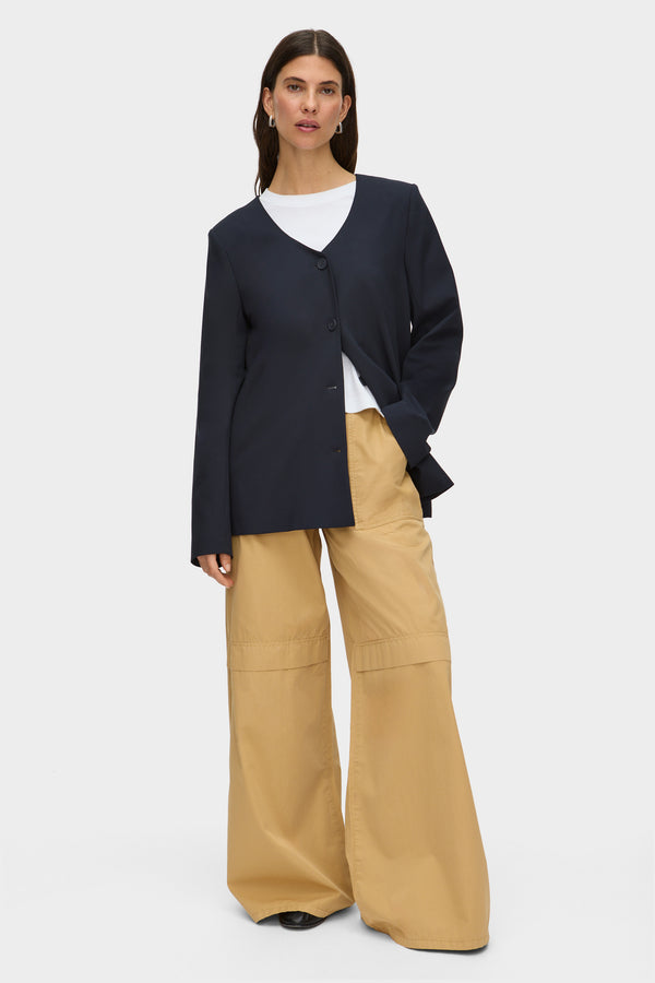 aligne ALIGNE Relaxed Scoop Neck Blazer - Blue | Rae BLAZER