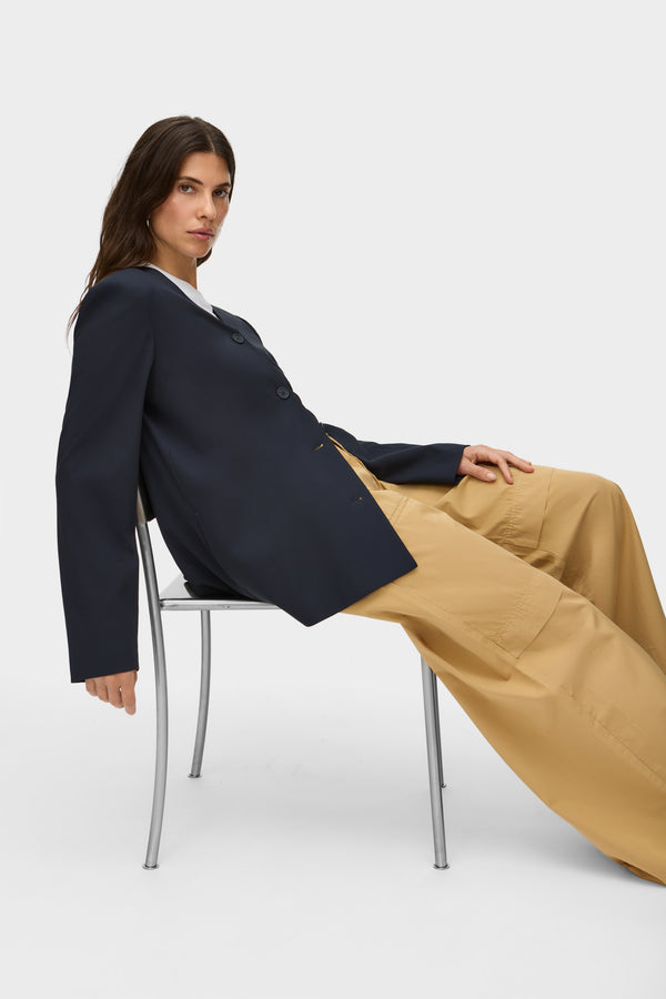 Aligne ALIGNE Relaxed Scoop Neck Blazer - Blue | Rae BLAZER