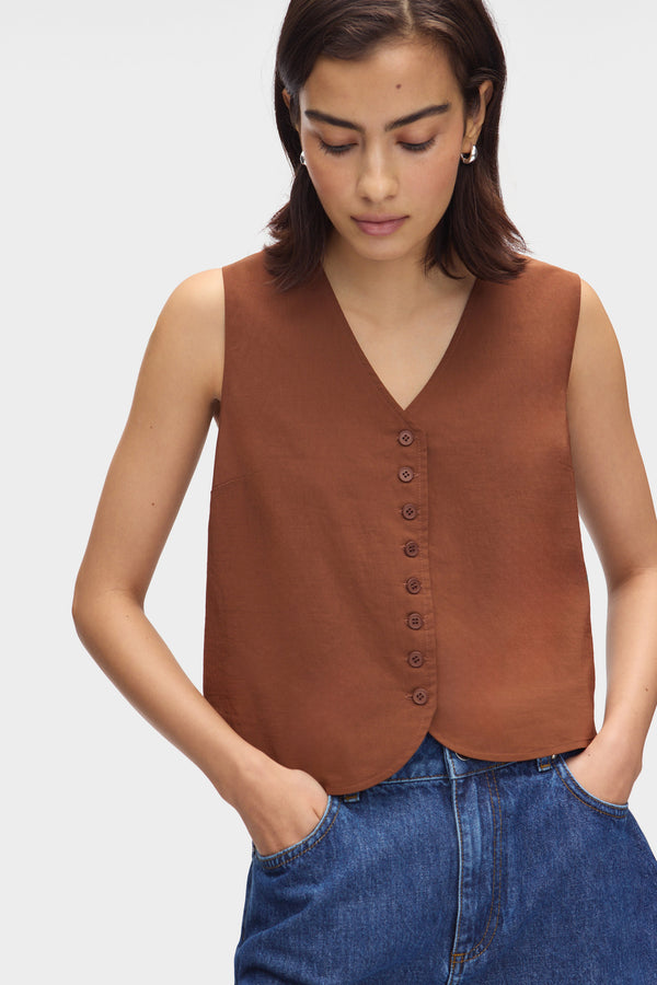aligne ALIGNE Relaxed Waistcoat - Brown | Ally WAISTCOATS