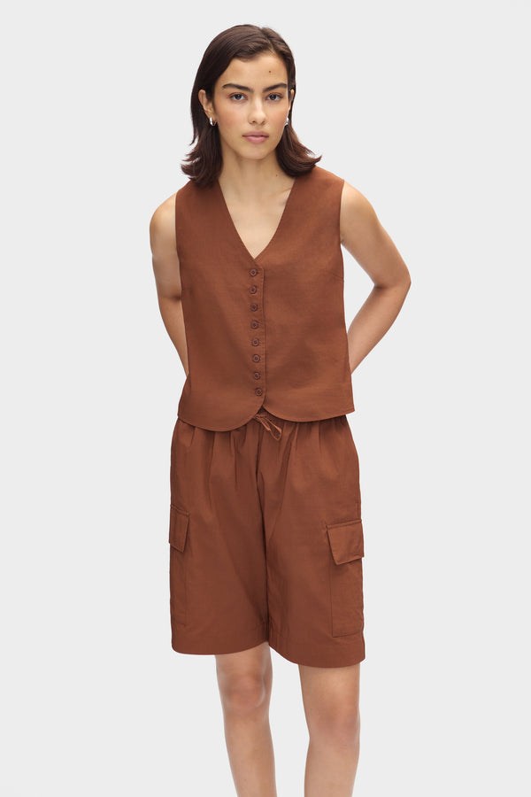 Aligne ALIGNE Relaxed Waistcoat - Brown | Ally WAISTCOATS