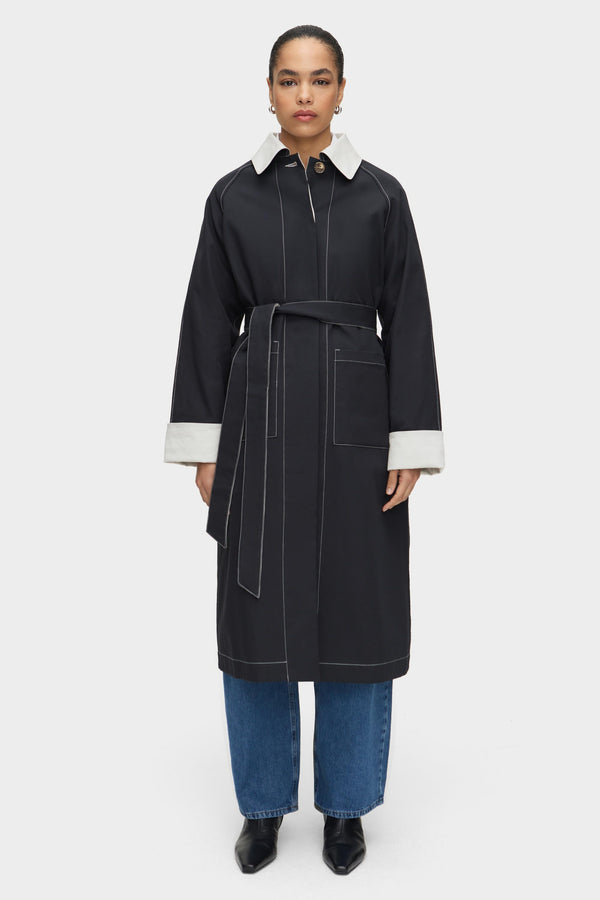 Aligne ALIGNE Reversible Trench Coat - Navy | Barnaby OUTERWEAR