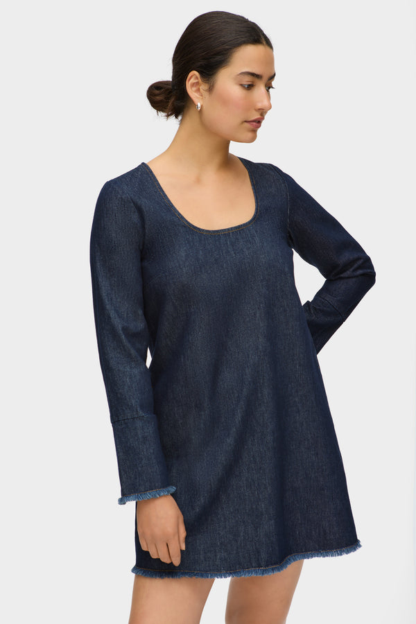 aligne ALIGNE Scoop Neck Denim Mini Dress - Blue | Lucas DRESSES