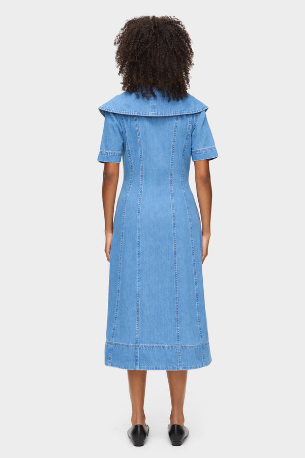 Aligne ALIGNE Shawl Collar Denim Midi Dress - Blue | Sparrow DRESSES