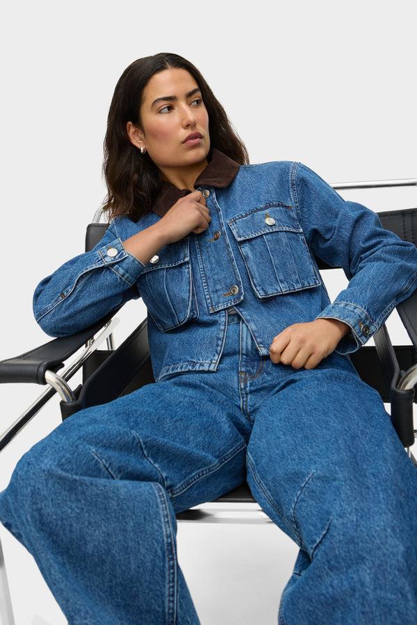 Aligne ALIGNE Short Denim Jacket - Blue | Ethan OUTERWEAR