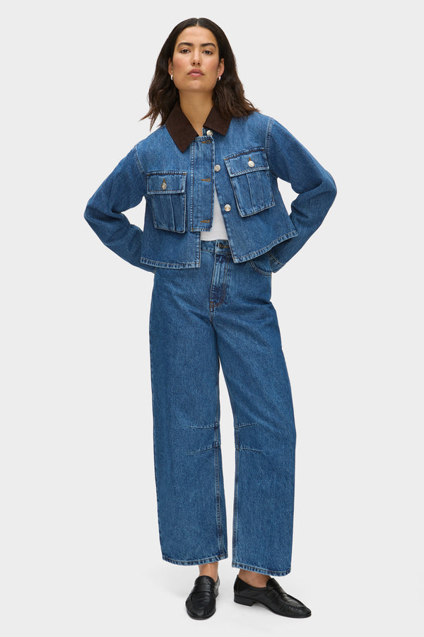 aligne ALIGNE Short Denim Jacket - Blue | Ethan OUTERWEAR