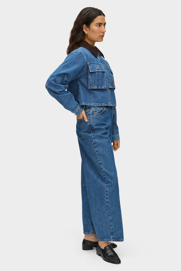 Aligne ALIGNE Short Denim Jacket - Blue | Ethan OUTERWEAR