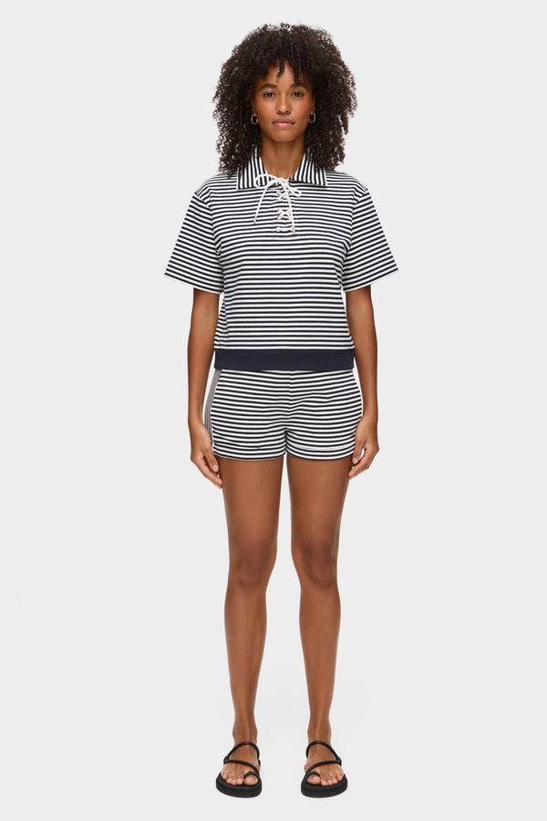 aligne ALIGNE Short Striped Shorts - Navy | Omari TROUSERS