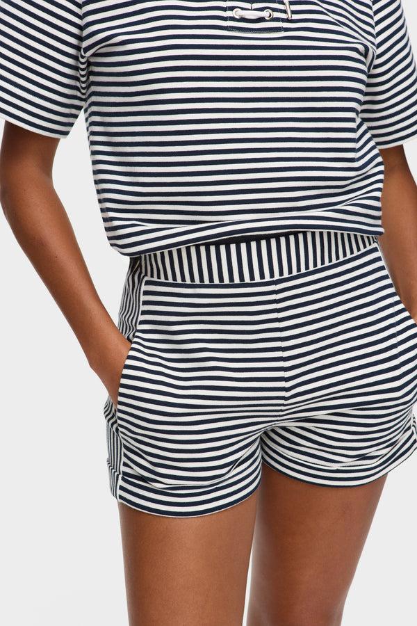 Aligne ALIGNE Short Striped Shorts - Navy | Omari TROUSERS