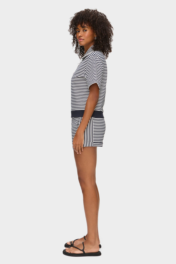 Aligne ALIGNE Short Striped Shorts - Navy | Omari TROUSERS