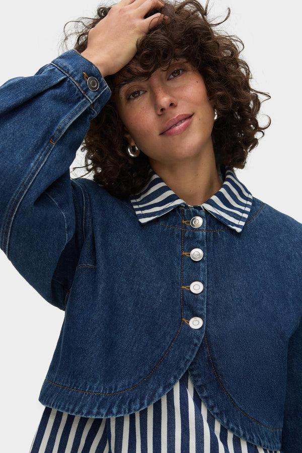 Aligne ALIGNE Striped Collared Sleeveless Top - Blue | Peg TOPS