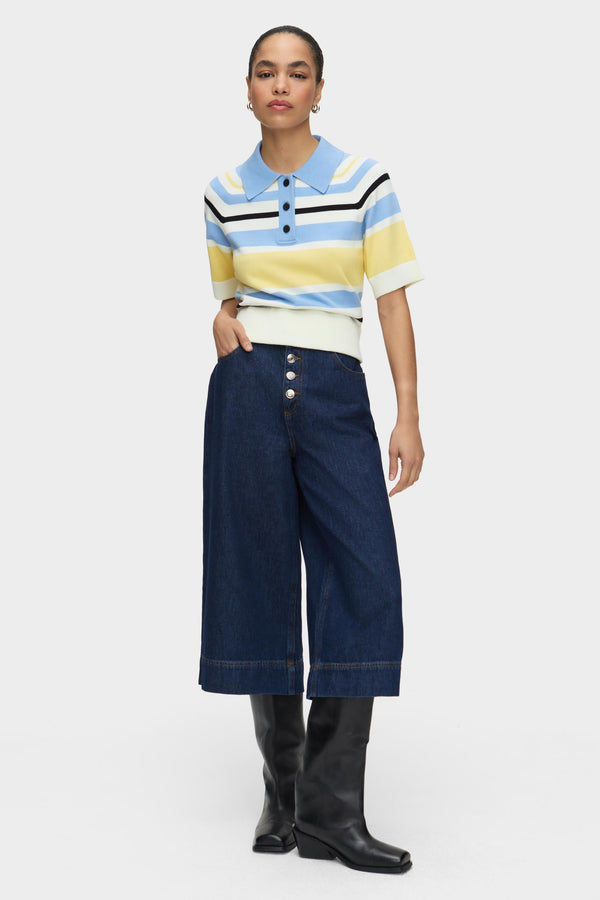 Aligne ALIGNE Striped Knitted Polo - Stripe | Emmet KNITWEAR