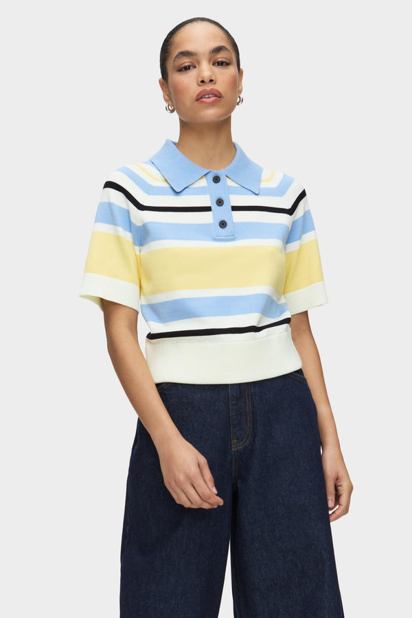 aligne ALIGNE Striped Knitted Polo - Stripe | Emmet KNITWEAR