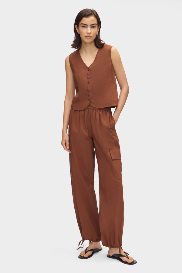 Aligne ALIGNE Tie Detail Cargo Trousers - Brown | Carter TROUSERS