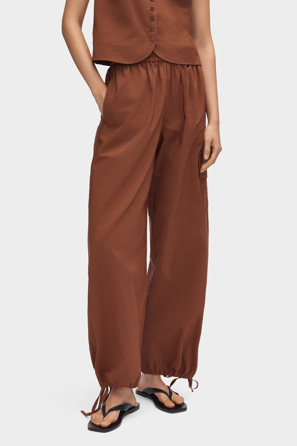 Aligne ALIGNE Tie Detail Cargo Trousers - Brown | Carter TROUSERS