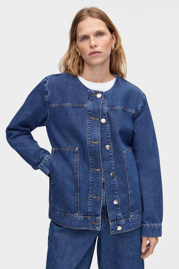 aligne ALIGNE Utility Denim Jacket - Dark Blue | Bahareh OUTERWEAR