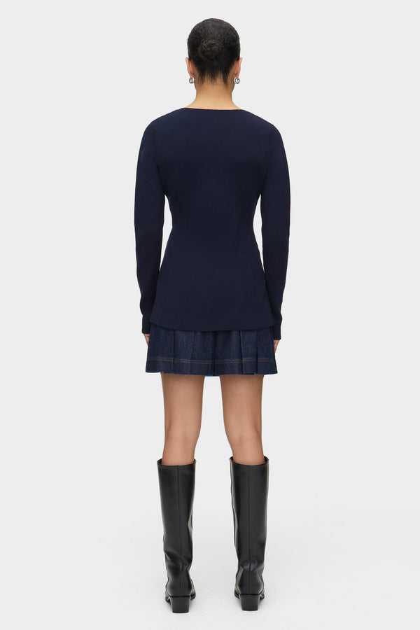 Aligne ALIGNE Waisted Knit Cardigan - Navy | Daphne KNITWEAR