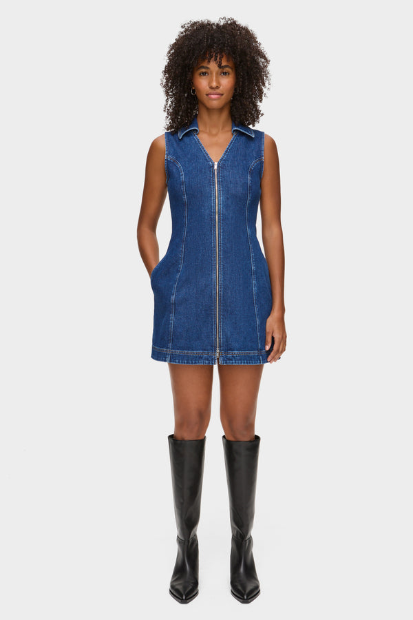 Aligne ALIGNE Zip Front Mini Denim Dress - Blue | Ardy DRESSES
