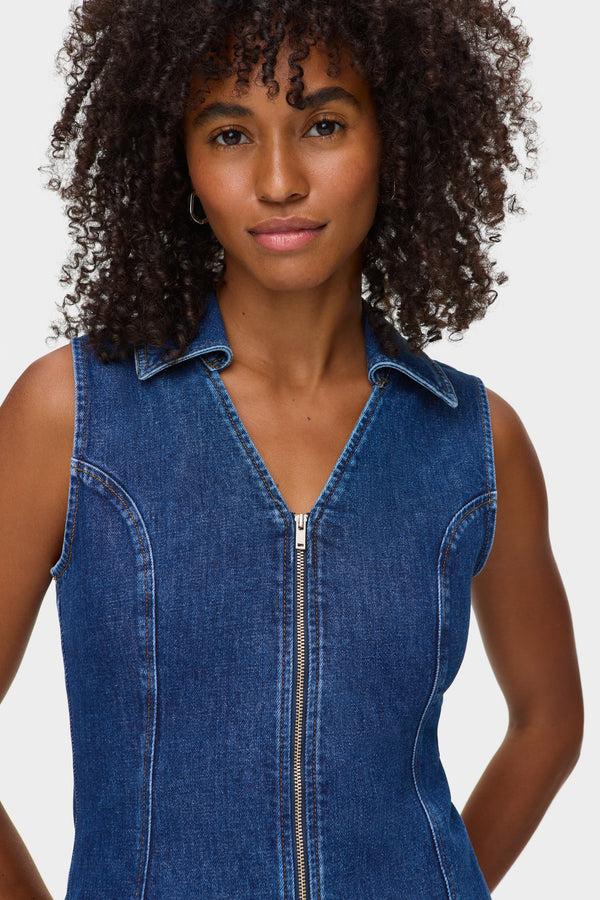 Aligne ALIGNE Zip Front Mini Denim Dress - Blue | Ardy DRESSES