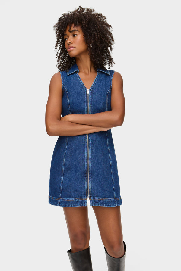 aligne ALIGNE Zip Front Mini Denim Dress - Blue | Ardy DRESSES