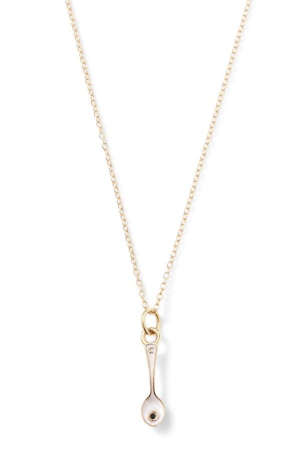 alison lou Caviar Kaspia Necklace with Spoon Charm