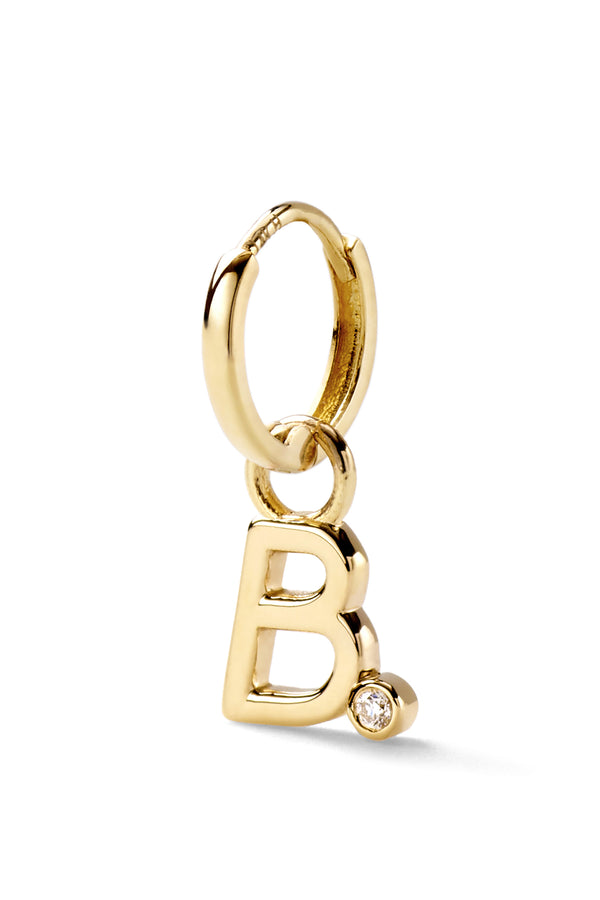 Alison Lou Diamond Bezel Letter Huggie