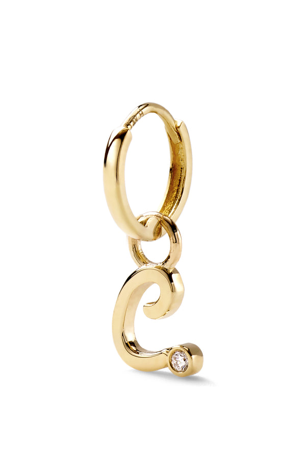 Alison Lou Diamond Bezel Letter Huggie