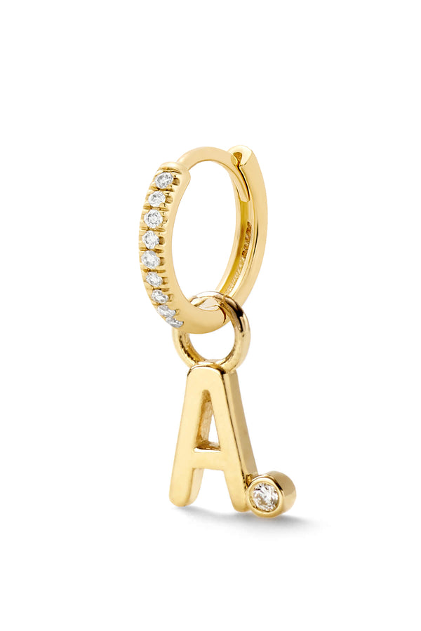 Alison Lou Diamond Bezel Letter Huggie