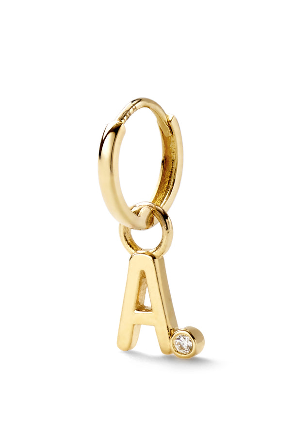 alison lou Diamond Bezel Letter Huggie