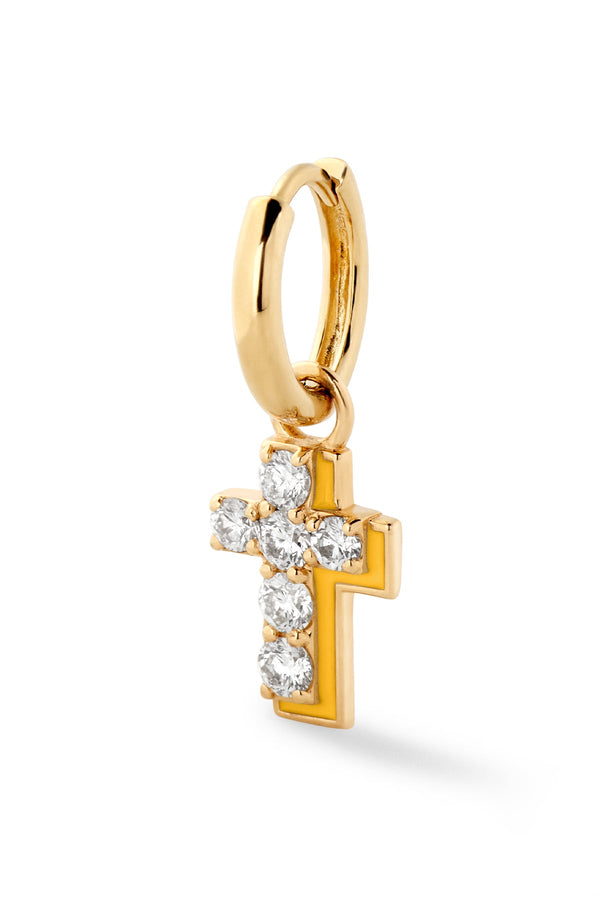Alison Lou Diamond Cross With Enamel Shadow Huggie