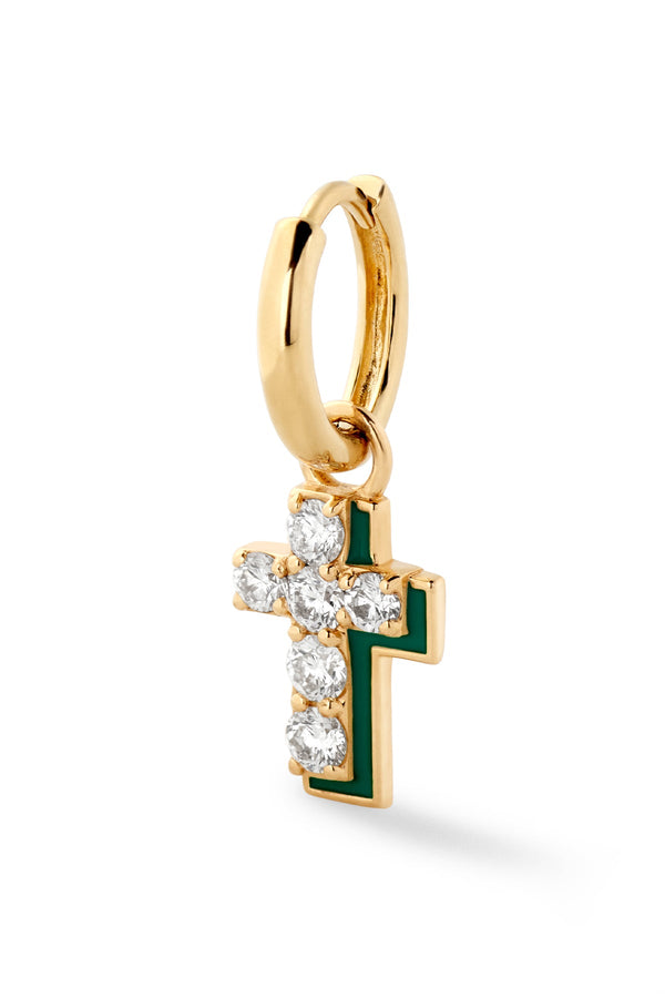 Alison Lou Diamond Cross With Enamel Shadow Huggie