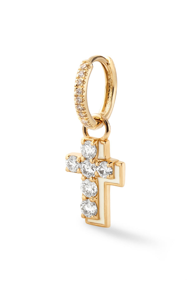 alison lou Diamond Cross with Enamel Shadow Huggie