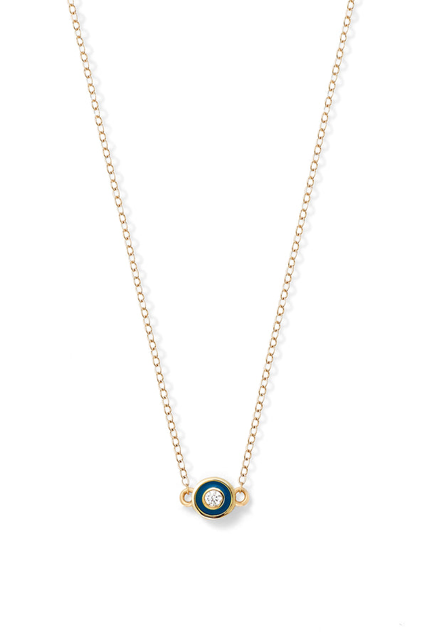 Alison Lou Diamond Enamel Bezel Necklace