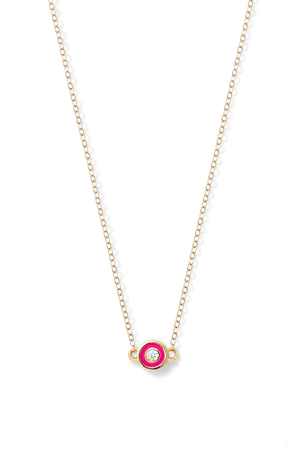 Alison Lou Diamond Enamel Bezel Necklace