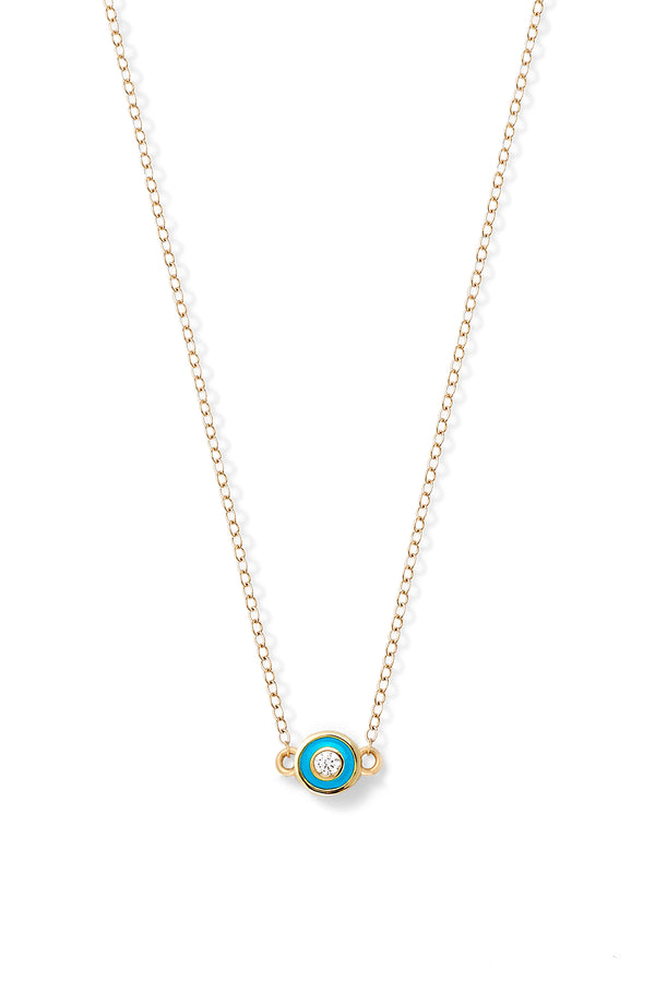 Alison Lou Diamond Enamel Bezel Necklace