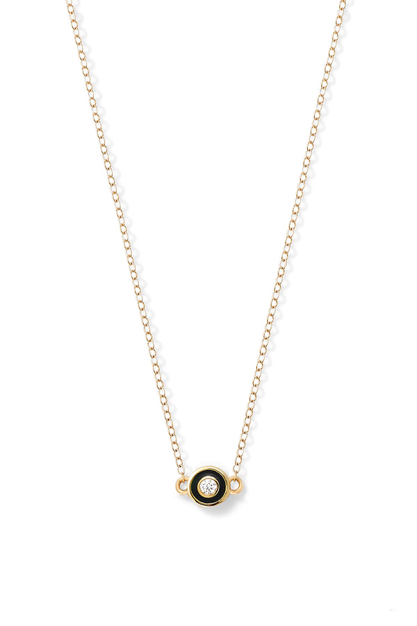 alison lou Diamond Enamel Bezel Necklace
