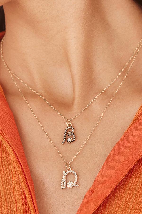 Alison Lou Enamel Letter Streamer Necklace