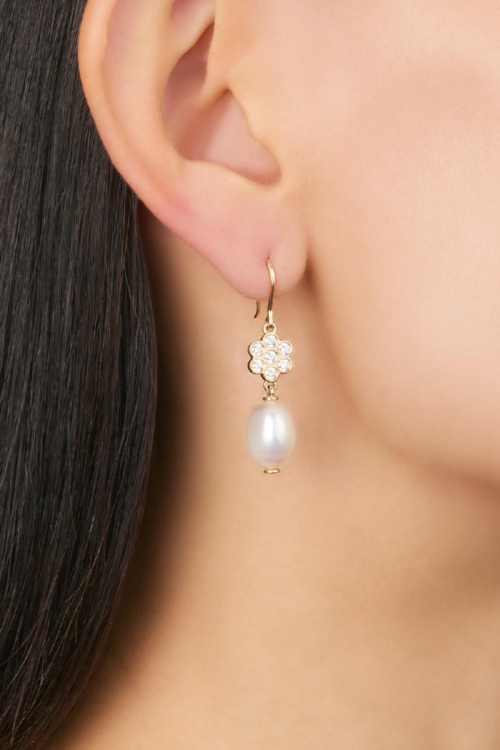 Alison Lou Flower Power Pearl Drop Earring