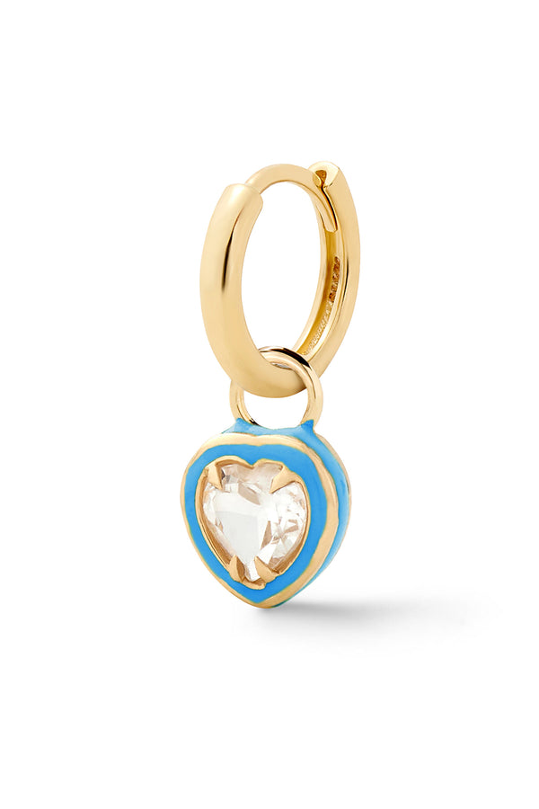 Alison Lou Heart Cocktail Huggie - White Topaz