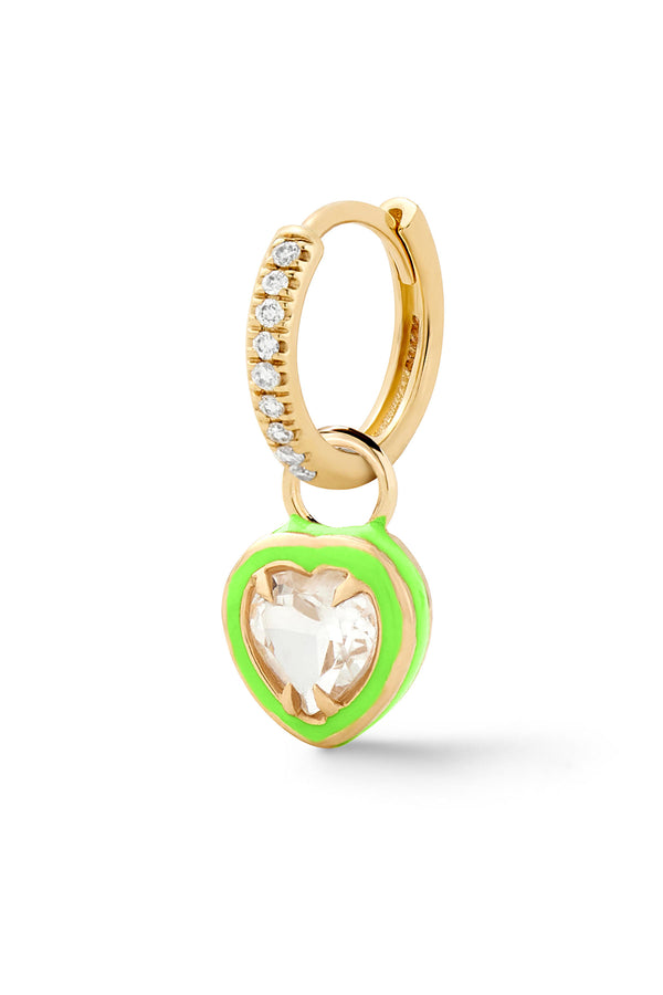 Alison Lou Heart Cocktail Huggie - White Topaz